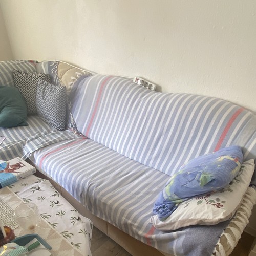 Dreiteiliges ecksofa gestreift - dreiteiliges,