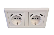 Doppelsteckdose mit USB Schuko Unterputz je 2 Anschlüsse Model SP-9633