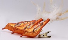 Antiker BAUMSCHMUCK  3x Vogel orange Clip mundgeblasenes Glas Handbemalt LAUSCHA