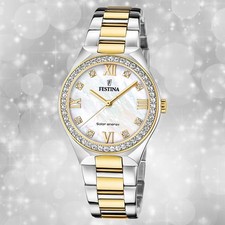 Armbanduhr Edelstahl silber gold Damen Uhr Festina Solar Energy UF20659/1