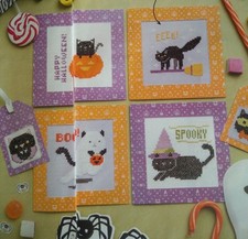 Stickvorlage, Kreuzstich, "   Halloween  mit schwarzer Katze   "  