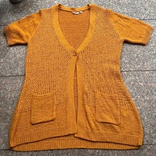♥ Sehr schöne Damen Lochgarn Strickweste kurzarm curry Gr. L / 42 NEU ♥