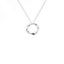 Circle Rolo Link Kette Halskette Anhänger Ring 925 Sterling Silber Damen Herren