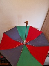 Regenschirm Bunt Vintage Holzgriff Knauf Automatik