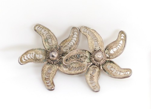 935er silberbrosche floral - 935er,