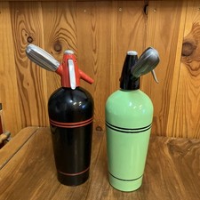Soda Flasche Siphon Sodawasserflasche 60 - 70ziger Jahre Alu Syphon  Set 2 Stück