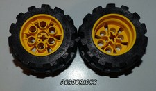 Lego Technic Technik, 2 Räder Rad Reifen 20x30 hart, gelbe Felgen 