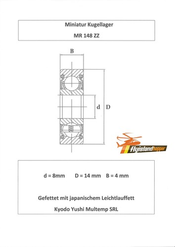 10x kugellager 148 zz - kugellager,