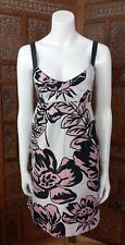 MAX MARA Boutique Träger-Kleid perlweiß/rosé/schwarz Blumen Empire  It40 De34/36