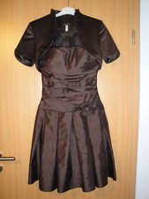 Cocktailkleid Abendkleid Gr. 32 Braun mit Bolerojäckchen