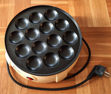 Bestron Poffertjes Maker im Retro Design, Mini Pfannkuchen Automat,  Gelb