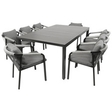 Gartengarnitur Sitzgruppe Gartenmöbel Garnitur LAGOS XL Alu Rope grau 9-teilig