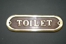 Messing Edelholz  WC Schild  16,5 cm x 5 cm für die Yacht  oder Edel WC Toilet