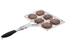 BBQ-Hamburger Grillguthalter Edelstahl 35x22cm Grillkorb mit Griff & Verschluss