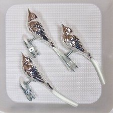 Lauschaer Glas Christbaumschmuck Vögel Glas silber glanz mundgeblasen