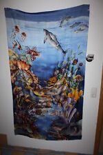 Handgemalte schwere Seide/Vorhang /Gardine /Wandbild /Unterwasser/leuchtende Far