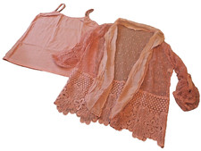 Festlicher Zweiteiler (Top+Jacke), rosé, Häkelspitze,  Gr. S