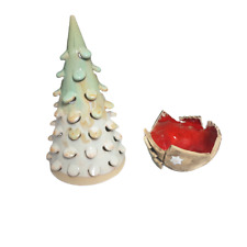 Weihnachtsdeo Kerzenhalter Pyramide und Schale Keramik