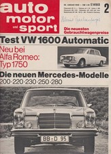 auto motor sport Heft 2 Januar 1968 Alfa Romeo 1750 BMW 2002 VW 1600 A Ford MK 4
