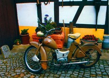 134-Ansichtskarte Moped Simson SR 2 E Bauernmuseum Wolkenburg-Dürrengerbisdorf
