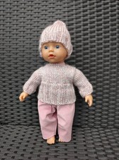 Puppenkleidung 30- 32cm Handmade  Set 3tlg mit Cordhose u. Bommelmütze 