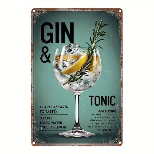 Blechschild gin tonic cocktail - gin,