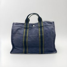 Authentic HERMÈS Paris Fourre Tout PM Stofftasche Shopper  Designer Blau Grün