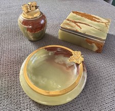 Italienisches Onyx Raucherset (3-teilig) | 1970er Jahre | Mid-Century Vintage