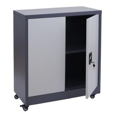 B-Ware Aktenschrank MCW-O50, mit Rollen, 2 Türen, 98x80x40cm dunkelgrau/hellgrau