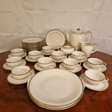 Eschenbach „Roswitha“ Kaffeeservice Graue Bordüre Goldspitze Elfenbein 40 Tlg.