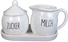 Keramik Zuckerdose und Milchkännchen  | 20x10x12,5 cm | Milch und Zucker Set