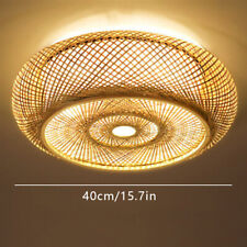 40cm Decken LED Deckenlampe Retro Vintage Rattan Bambus Lampe Wohn-Zimmer Lüster