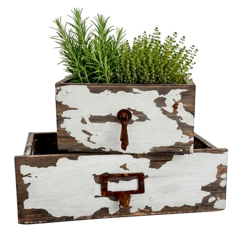 2er set blumentöpfe aus holz - blumentöpfe,