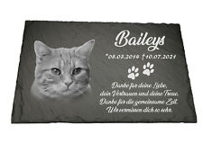Grabstein für Hund & Katze Schiefer mit Gravur Foto selbst gestalten Grabplatte