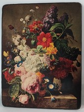 Jacober Blumen-Stillleben 1825 Druck auf Holzplatte Vintage Wandbild 56×43 cm