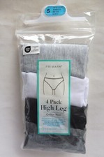 PRIMARK 4er Pack Damen Slip mit hohem Beinausschnitt grau weiss schwarz - S M L