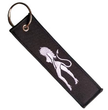 Sexy Engel Teufel Anhänger – Nylon – 13x3cm – Beidseitig bestickt – Schwarz/Weiß