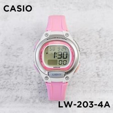 Casio LW-203-4A Illuminator Digital Pink Resin Alarm Quarz Kinder Sport Uhr