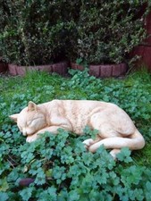 Steinfigur katze liegend - steinfigur,