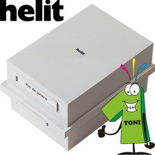 Helit Karteikasten A6 quer für 900 Karten m. Deckel u. Stellbrettchen lichtgrau