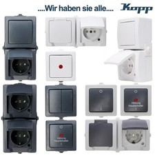 Kopp Nautic IP44 Schalter Steckdosen Aufputz Feuchtraum Taster Kombi – Auswahl