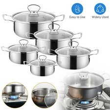 Topfset Kochtöpfe Edelstahl Töpfe mit Glasdeckel Induktions Töpfe 5-teiligs