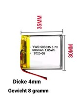 Lipo Akku 3,7V 500mAh Li-Ion