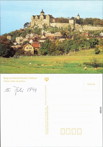 Ansichtskarte ranis burg - ansichtskarte,