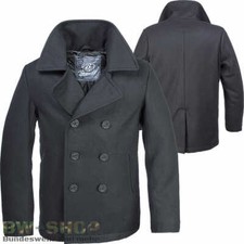 BRANDIT PEA COAT MANTEL SCHWARZ WOLLE US MARINE JACKE HERREN WINTERJACKE CABAN