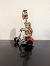 Elefant auf Dreirad Fahne - Mechanisches Blechspielzeug Wind-Up-Toy - Vintage