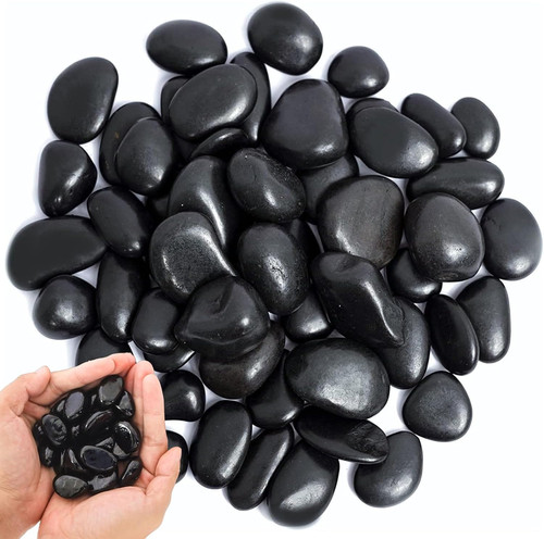 Kieselsteine schwarz polierte - schwarz,