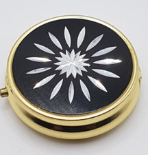 Pillendose Deckeldose - schwarz - goldfarben - Ø 5 cm (K28/19)