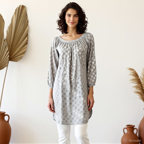 Boho retro tunikakleid grau - retro,