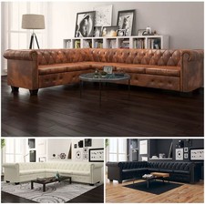 Ecksofa/6-Sitzer Sofa/Chesterfield Eckcouch/Loungesofa/Couch Sessel Kunstleder 